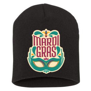 Mardi Gras Mask Short Acrylic Beanie