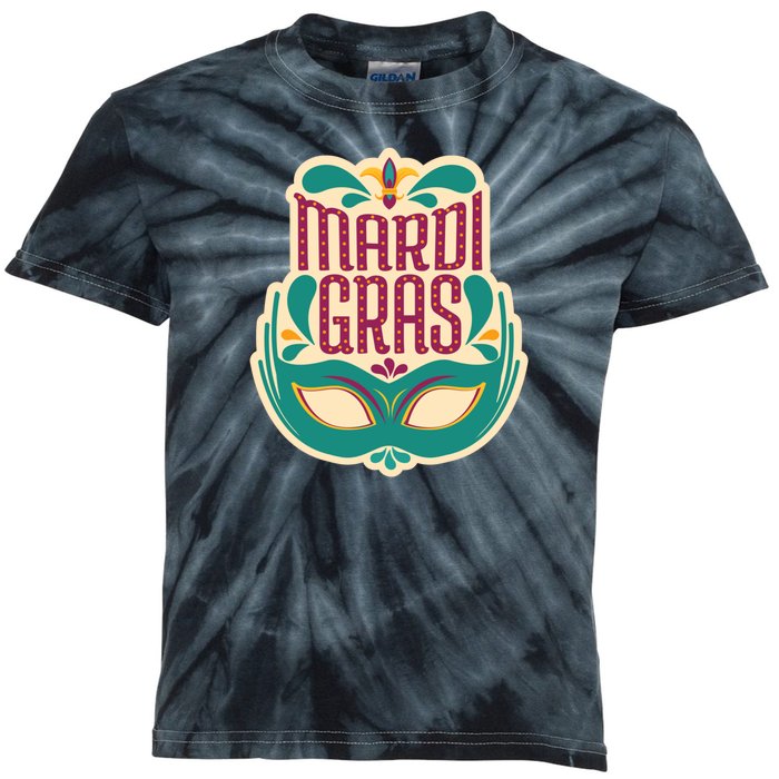 Mardi Gras Mask Kids Tie-Dye T-Shirt