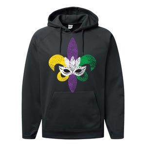 Mardi Gras Mask Spade Performance Fleece Hoodie