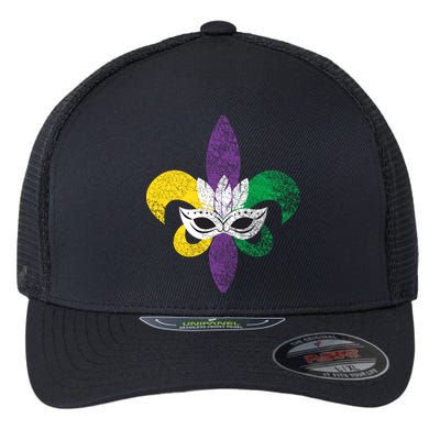 Mardi Gras Mask Spade Flexfit Unipanel Trucker Cap