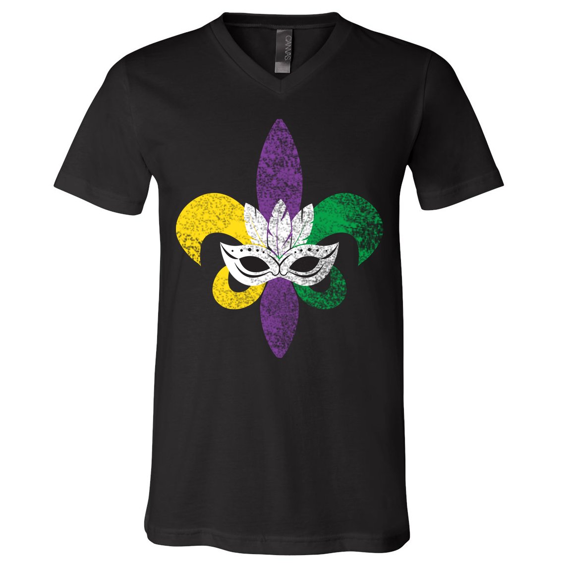 Mardi Gras Mask Spade V-Neck T-Shirt