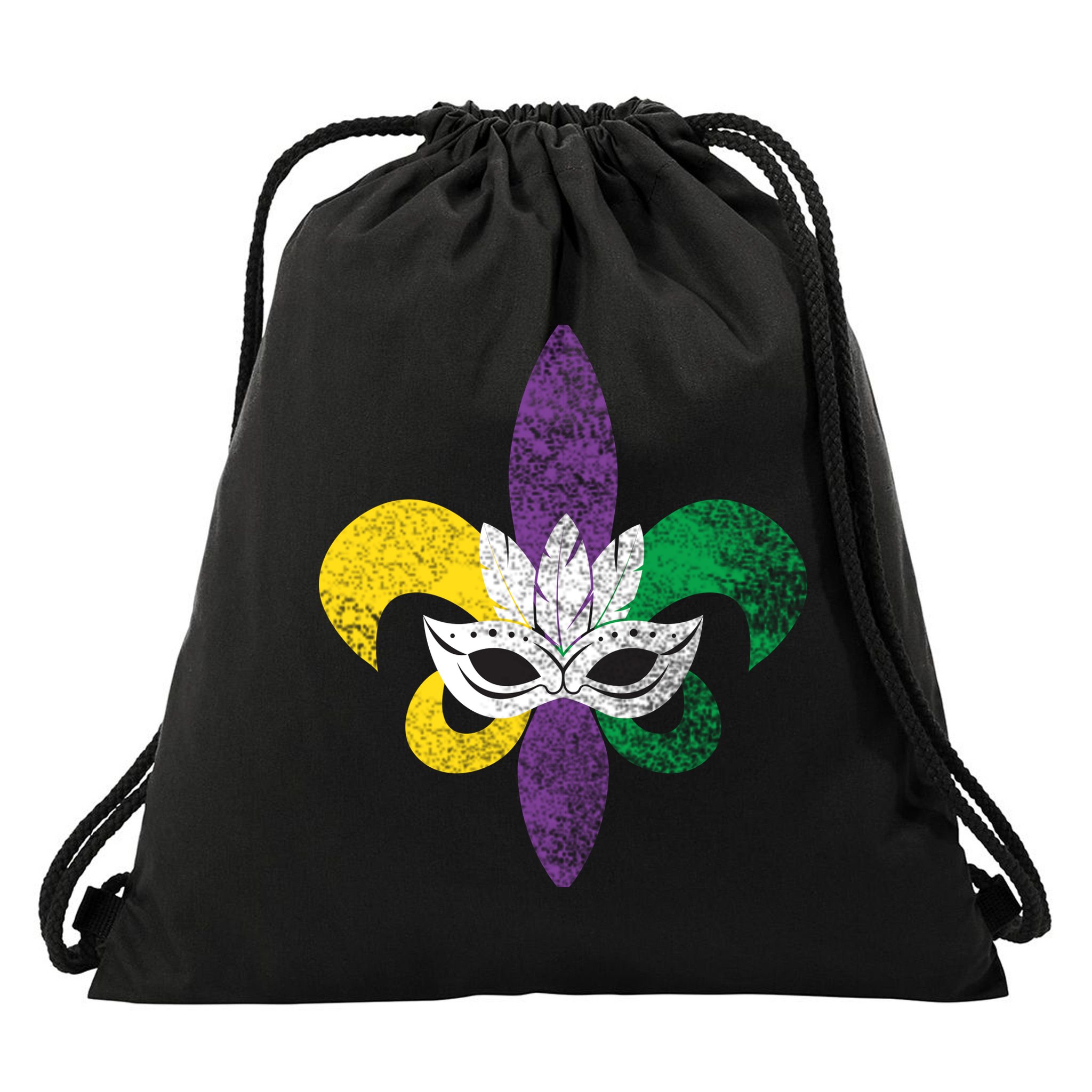 Mardi Gras Mask Spade Drawstring Bag