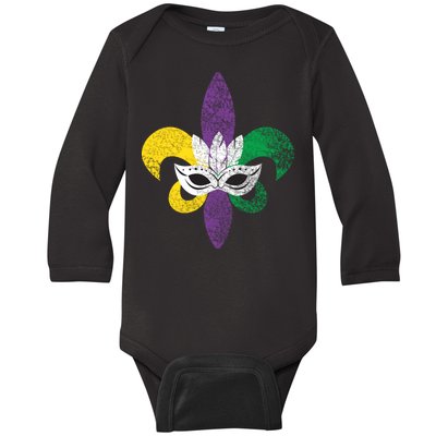 Mardi Gras Mask Spade Baby Long Sleeve Bodysuit