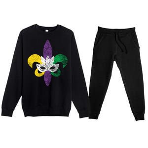 Mardi Gras Mask Spade Premium Crewneck Sweatsuit Set