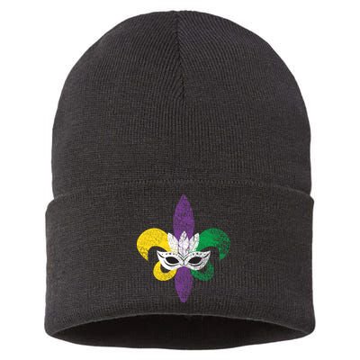 Mardi Gras Mask Spade Sustainable Knit Beanie