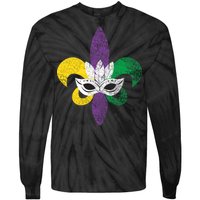 Mardi Gras Mask Spade Tie-Dye Long Sleeve Shirt