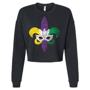 Mardi Gras Mask Spade Cropped Pullover Crew