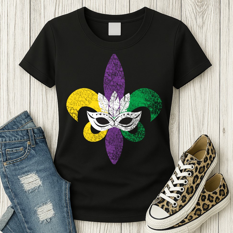 Mardi Gras Mask Spade Womens T-Shirt