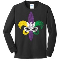 Mardi Gras Mask Spade Kids Long Sleeve Shirt