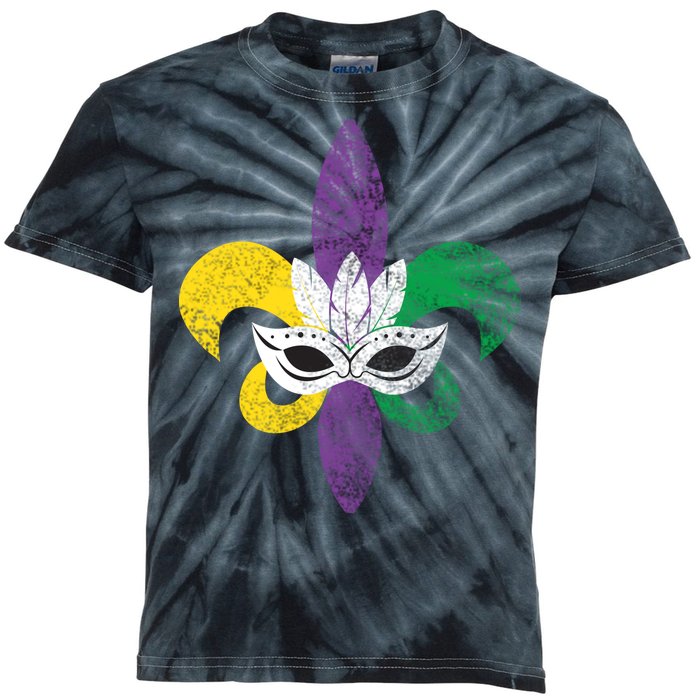 Mardi Gras Mask Spade Kids Tie-Dye T-Shirt