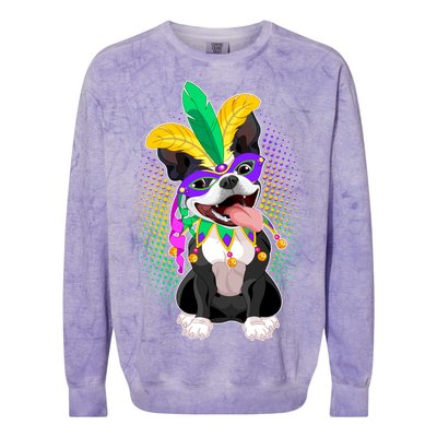 Mardi Gras Party Dog Colorblast Crewneck Sweatshirt