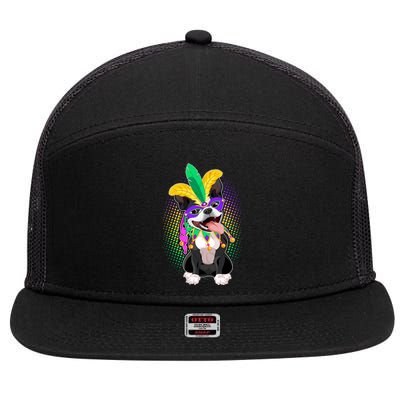 Mardi Gras Party Dog 7 Panel Mesh Trucker Snapback Hat