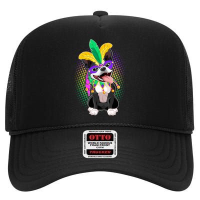 Mardi Gras Party Dog High Crown Mesh Back Trucker Hat