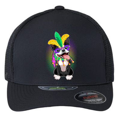 Mardi Gras Party Dog Flexfit Unipanel Trucker Cap