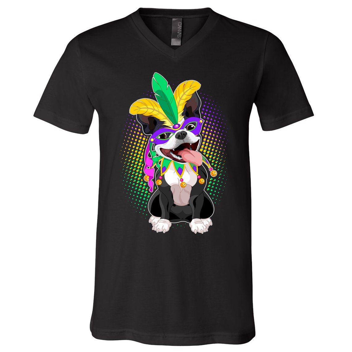 Mardi Gras Party Dog V-Neck T-Shirt