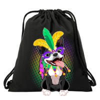 Mardi Gras Party Dog Drawstring Bag