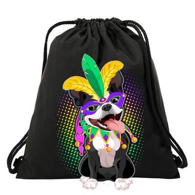 Mardi Gras Party Dog Drawstring Bag