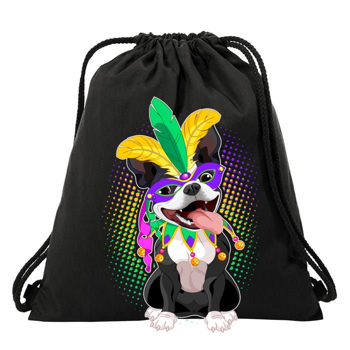 Mardi Gras Party Dog Drawstring Bag