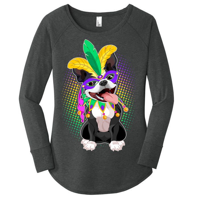 Mardi Gras Party Dog Women's Perfect Tri Tunic Long Sleeve Shirt