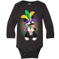 Mardi Gras Party Dog Baby Long Sleeve Bodysuit