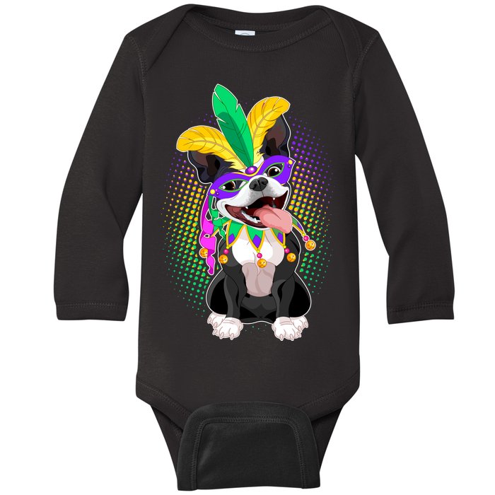 Mardi Gras Party Dog Baby Long Sleeve Bodysuit