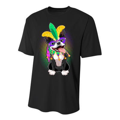 Mardi Gras Party Dog Youth Performance Sprint T-Shirt