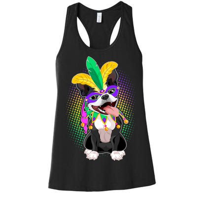 Mardi Gras Party Dog Women's Racerback Tank