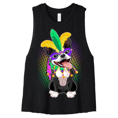 Mardi Gras Party Dog Women's Racerback Cropped Tank