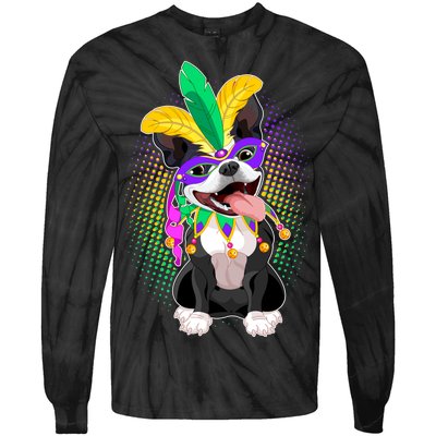 Mardi Gras Party Dog Tie-Dye Long Sleeve Shirt