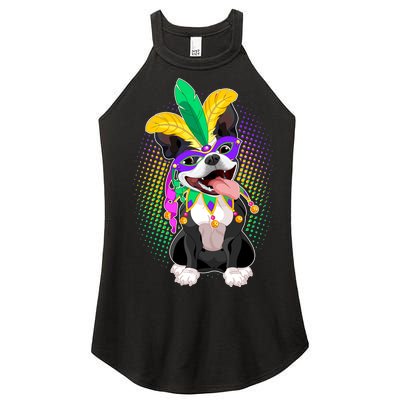 Mardi Gras Party Dog Women’s Perfect Tri Rocker Tank