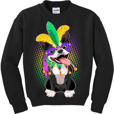 Mardi Gras Party Dog Kids Sweatshirt