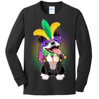 Mardi Gras Party Dog Kids Long Sleeve Shirt