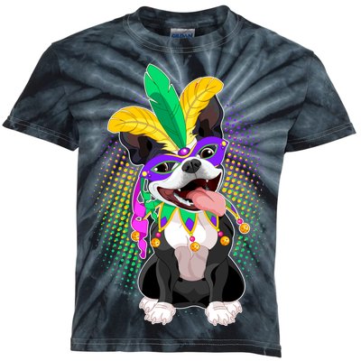 Mardi Gras Party Dog Kids Tie-Dye T-Shirt