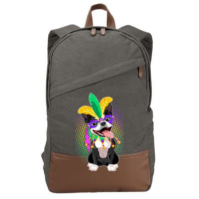 Mardi Gras Party Dog Cotton Canvas Backpack