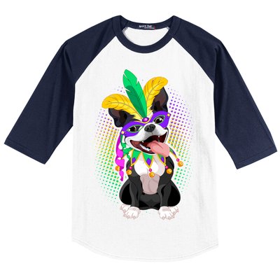 Mardi Gras Party Dog Baseball Sleeve Shirt