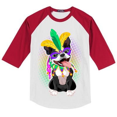 Mardi Gras Party Dog Kids Colorblock Raglan Jersey