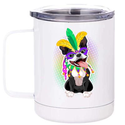 Mardi Gras Party Dog 12 oz Stainless Steel Tumbler Cup