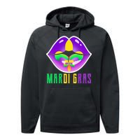 Mardi Gras Party Lips Performance Fleece Hoodie