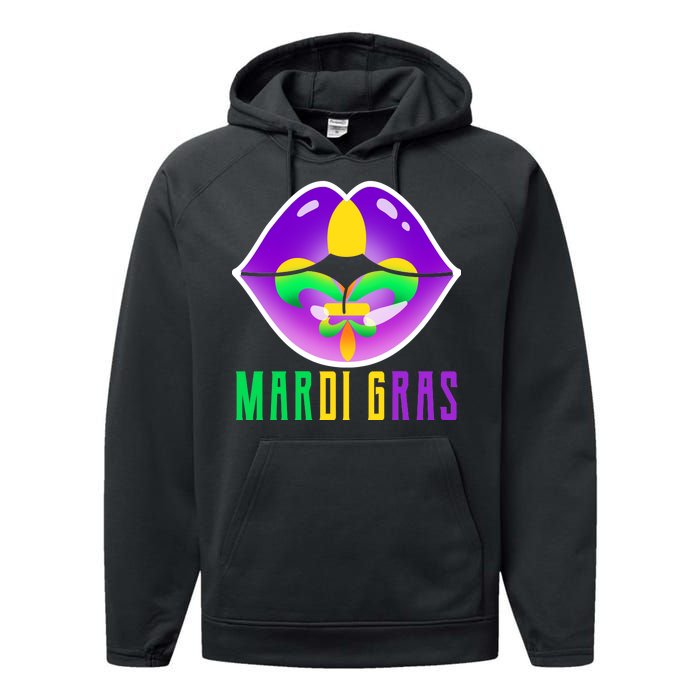 Mardi Gras Party Lips Performance Fleece Hoodie