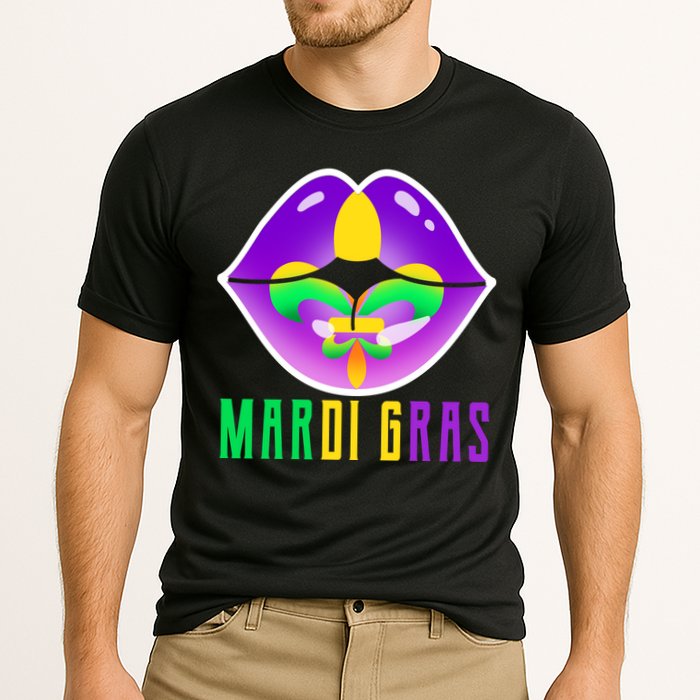 Mardi Gras Party Lips Cooling Performance Crew T-Shirt