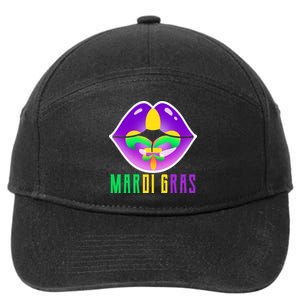 Mardi Gras Party Lips 7-Panel Snapback Hat