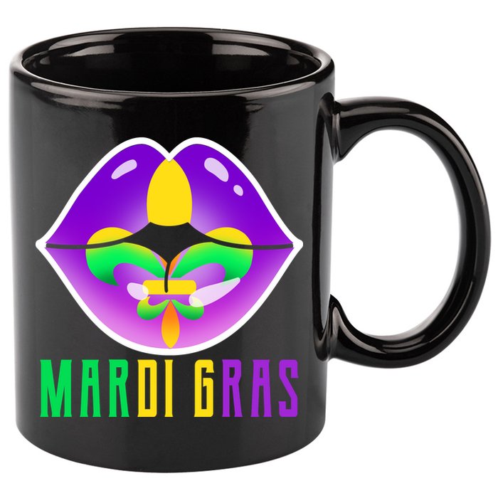 Mardi Gras Party Lips 11oz C Handle Ceramic Mug