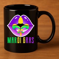 Mardi Gras Party Lips 11oz C Handle Ceramic Mug