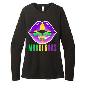 Mardi Gras Party Lips Womens CVC Long Sleeve Shirt