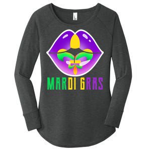 Mardi Gras Party Lips Women's Perfect Tri Tunic Long Sleeve Shirt