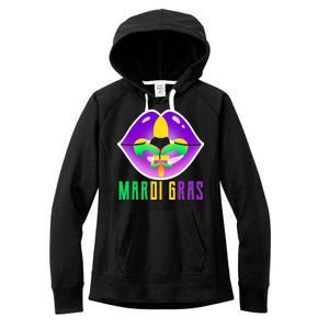 Mardi Gras Party Lips Women's Fleece Hoodie