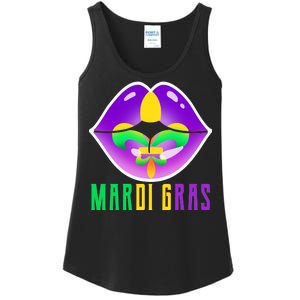 Mardi Gras Party Lips Ladies Essential Tank