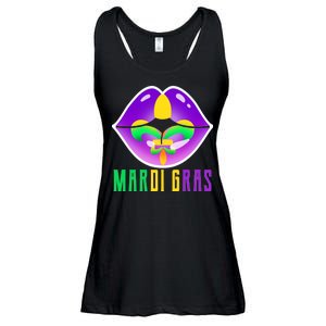 Mardi Gras Party Lips Ladies Essential Flowy Tank