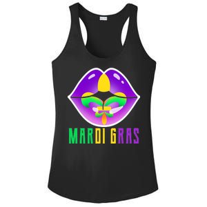 Mardi Gras Party Lips Ladies PosiCharge Competitor Racerback Tank