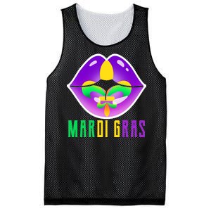 Mardi Gras Party Lips Mesh Reversible Basketball Jersey Tank